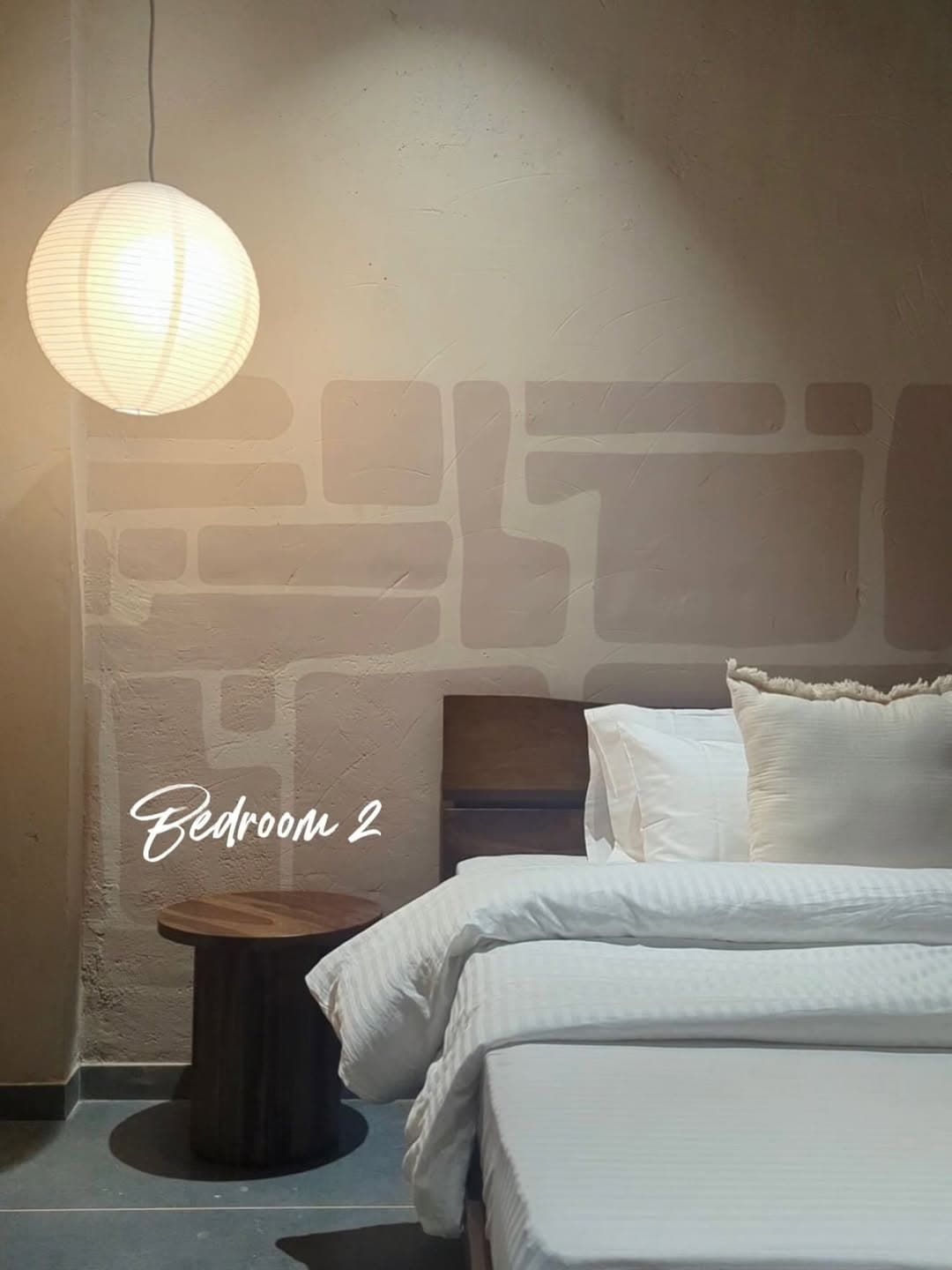 Bedroom with abstract wall art